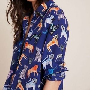 Anthropologie Silk Cat Shirt Sz 2